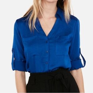 Express Royal Blue Button Down Portifino Shirt